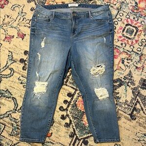 Torrid Factor Distressed Stretch Ankle Cropped Jeans in Classic Blue size 20